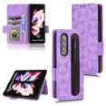 thumbnail image 1 of SaniMore Wallet Case for Samsung Galaxy Z Fold 4 6.7" 2022, Glitter PU Leather Case Triangle Pattern Card Slots Cash Pocket Kickstand Removeable Wrist Strip All-around Protective Magnetic Case, Purple, 1 of 5