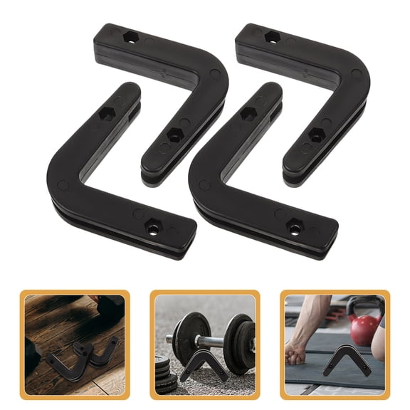WHAMVOX  4 Pcs Barbell Stand Hook Hanger Mount Storage Fitness Black