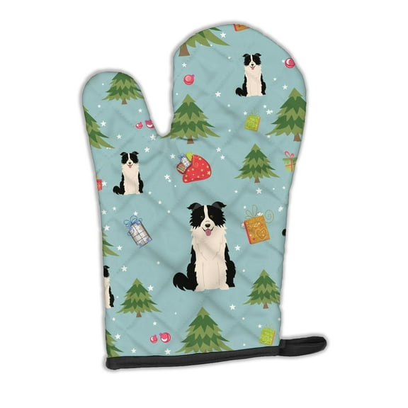 Christmas Border Collie Black White Oven Mitt