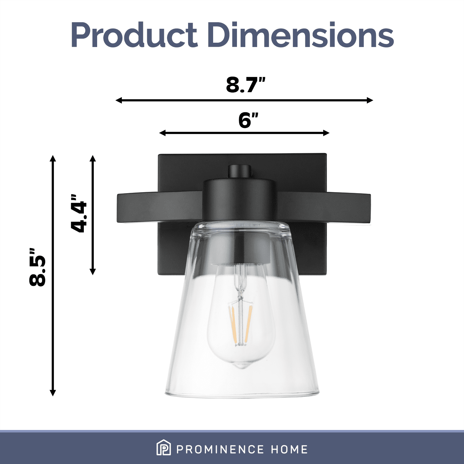 Prominence Home Fairendale 1-Light Matte Black Bathroom Vanity Light with Clear Glass Shade