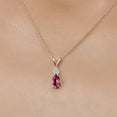 thumbnail image 3 of Gem Stone King 14K Yellow Gold Pink Topaz and White Lab Grown Diamond Pendant Necklace for Women | 1.06 Cttw | Gemstone November Birthstone | Pear Shape 8X5MM | With 18 inch Chain, 3 of 6