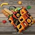 thumbnail image 5 of Wukai Halloween Banner Symbols Print Reusable Grocery Bag Shopping Bags with Zipper Shoulder Shopping Handle Bag Suitable for Outdoor Convenient Daily Bag, 5 of 8