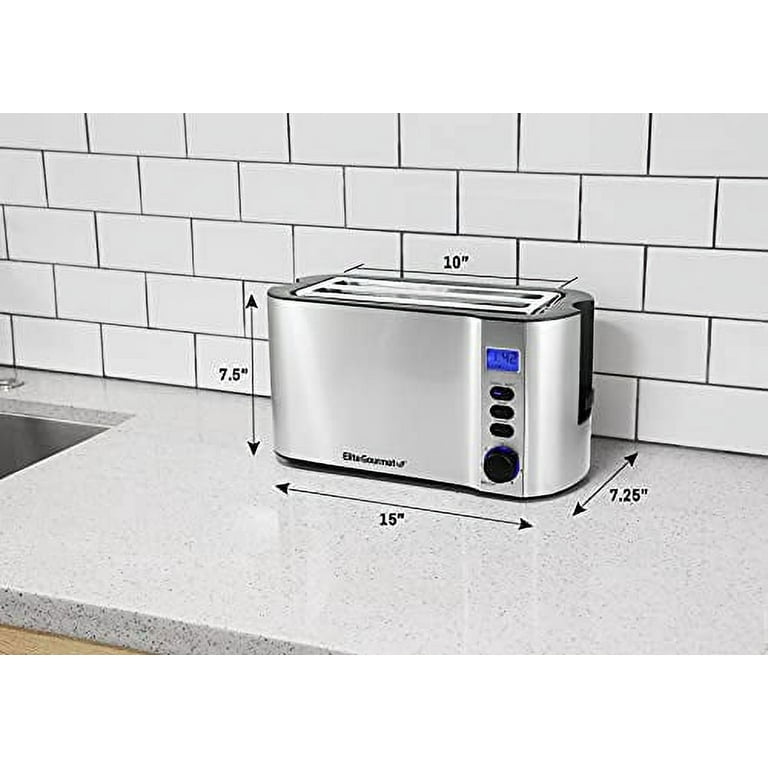 Elite Gourmet 4-Slice Digital Stainless Steel Long-Slot Toaster