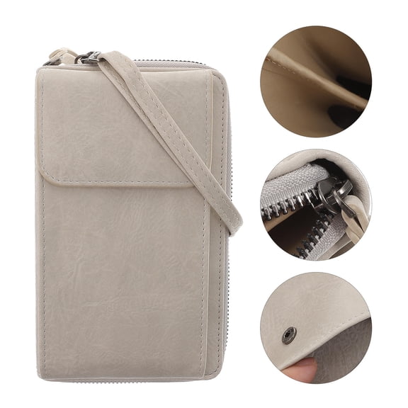 WRISTBIQUE Multifunction Purse Woman Wallet Storage Carry Phone and Accessories Beige 1Set for Travel