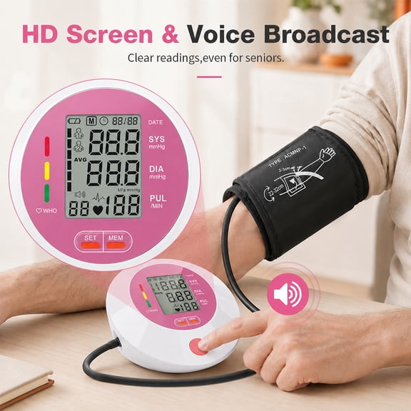 VROVIRE Upper Arm Blood Pressure Monitor for Home Use, Automatic BP Machine, Large LCD, 2 Users 240 Memory, Adjustable Cuff