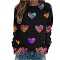 thumbnail image 2 of Jacenvly Pullover Sweaters for Women Round Neck Blouse Long Sleeve Shirt Soft Comfort Contrast Color Valentine'S Day Love Printing Loose Fitting Sweater Sweatshirts Black, 2 of 7