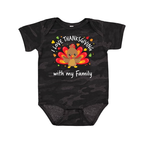 Inktastic I Love Thanksgiving with my Family-happy turkey Boys or Girls Baby Bodysuit
