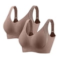 thumbnail image 1 of 2 Pieces Women Plus Size Push-Up Bras No Underwire T-Shirt Bralettes Ribbed Full Coverage Sports Everyday Bras Coffee, 40/90BCD, 1 of 5