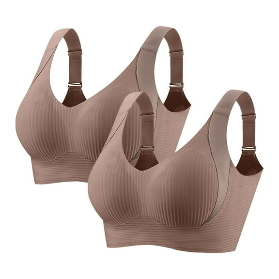 cfhntfmh Breathable Wide Strap Sports Bra for Women Plus Size Wireless Bras with Lift-Up High Support Workout Yoga Bralettes 2 Pack