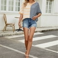 thumbnail image 6 of BVOFAR Womens Oversized Half Sleeve Shirts 2025 Trendy Striped Color Block Tops Crewneck Casual Loose Fit T-Shirts, 6 of 8
