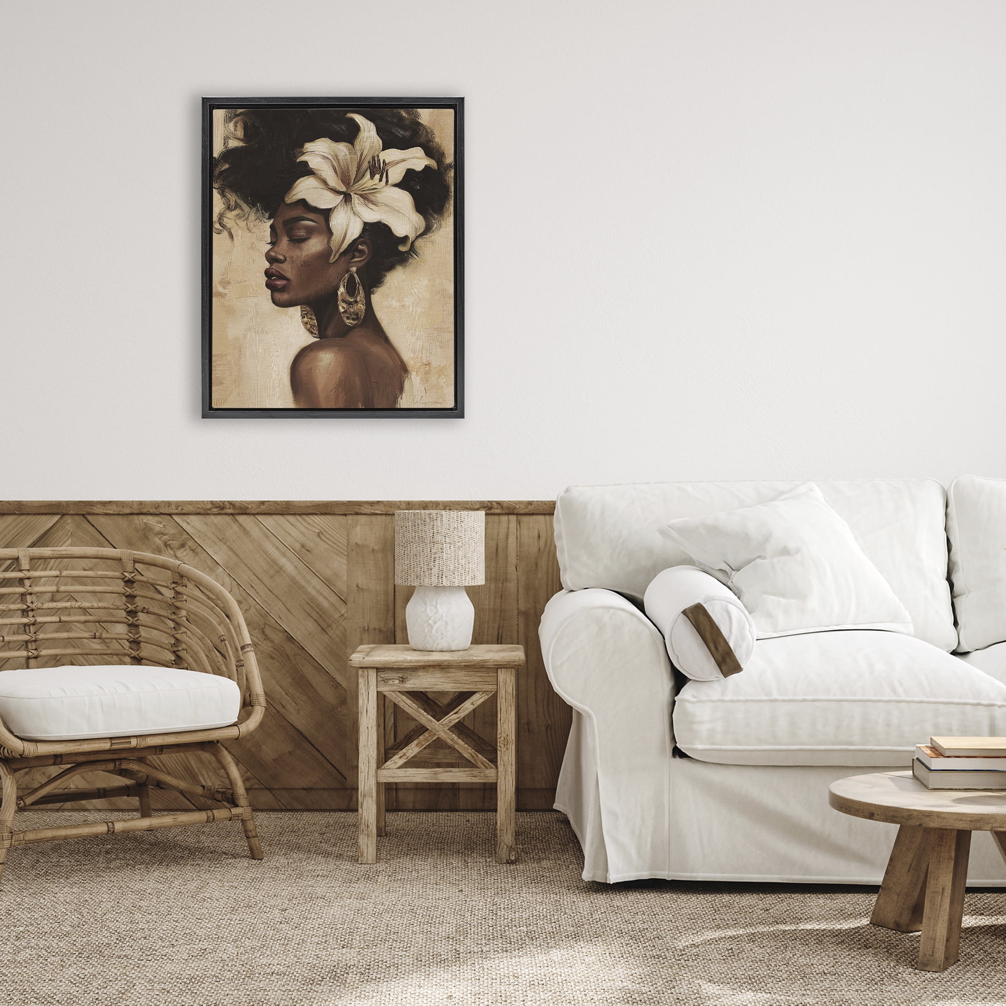 Stupell Industries Nocturne In Ivory Black Framed Floater Canvas Wall Art, design by Svetlana Aleynikova