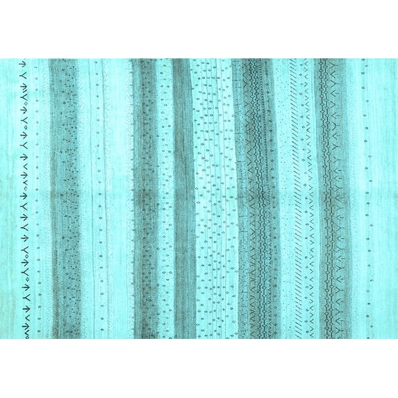 Ahgly Company Indoor Rectangle Solid Light Blue Modern Area Rugs, 5' x 8'