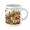 thumbnail image 3 of Ambesonne Rustic Ceramic Coffee Mug, Farmhouse Summer Chamomiles, 11 oz, Orange Sepia and Off White, 3 of 4