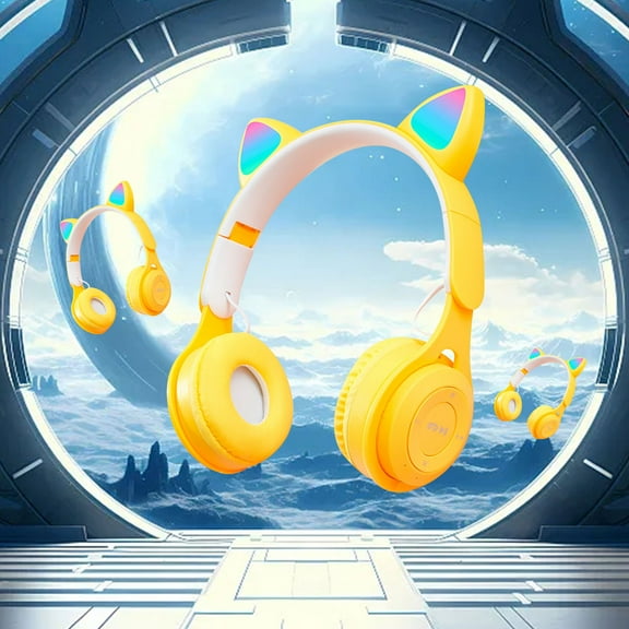 Staron under $5! Kids Wireless Headphones, LED Light-Up Ear Headset with Protein Sponge Earmuffs, Foldable Bluetooth Headphones for Children's Music Learning