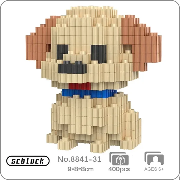 SC Animal Shiba Inu Husky Corgi Schnauzer Dachshund Poodle Doberman Samoyed Dog Pet Mini Magic Blocks Bricks Building Toy No Box