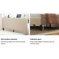thumbnail image 4 of Yoneston Full Size Platform Bed Frame with Velvet Upholstered Headboard Storage Shelf and USB Port Charging Station for Bedroom, Beige, 4 of 7