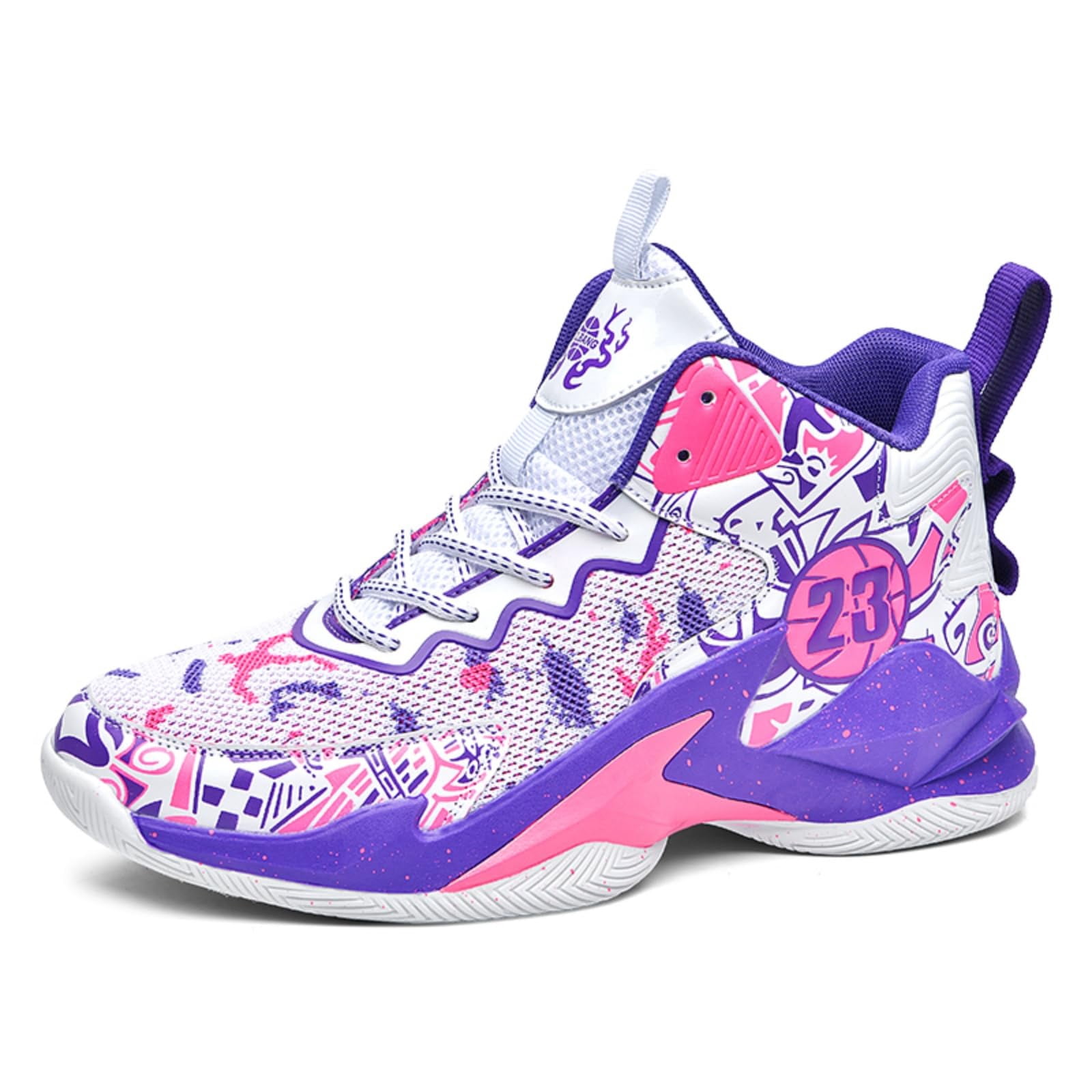 BINQER Basketballschuhe Herren – High Top Mit Graffiti-Design, Atmungsaktiv, Rutschfest, Vielseitig Für Sport, Training & Freizeit