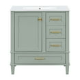 thumbnail image 3 of Resenkos 30" Bathroom Vanity & Sink Combo: Modern Cabinet, Soft-Close Door, 3 Drawers, Solid Wood Frame, Green, 3 of 20