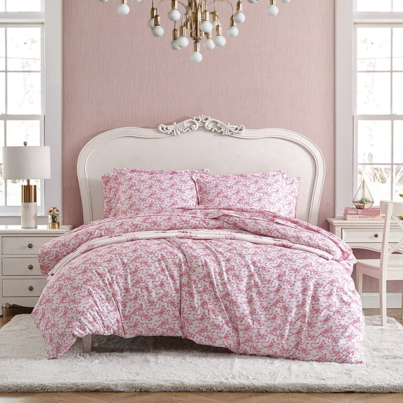 Betsey Johnson Ballet Bows Petal Pink Twin Duvet Cover Set, Soft Bedding with Shams, Machine Washable