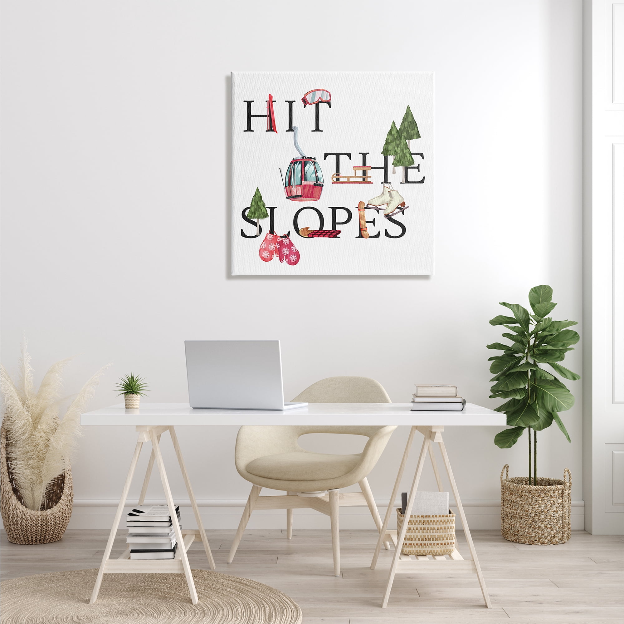 Stupell Industries Hit the Slopes Phrase Winter Sports Motivational Graphic Art Gallery-Wrapped Canvas Print Wall Art, 30x30, by Ziwei Li