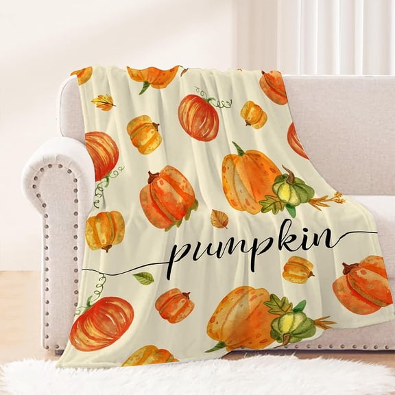 Fall Decorative Throw Blanket Thanksgiving Autumn Pumpkin Leaf Throw Blanket for Couch Sofa Bed Outdoor Women Men Lightweight Fuzzy Cozy Soft Plush Blankets and Throws 50x60