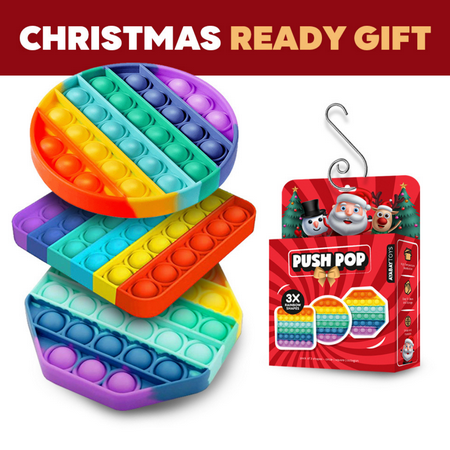 Ayabay Pop Fidget Toy - 3 Pack, Rainbow Colors Push Bubble Sensory Squeeze Games Set, 3 Pieces
