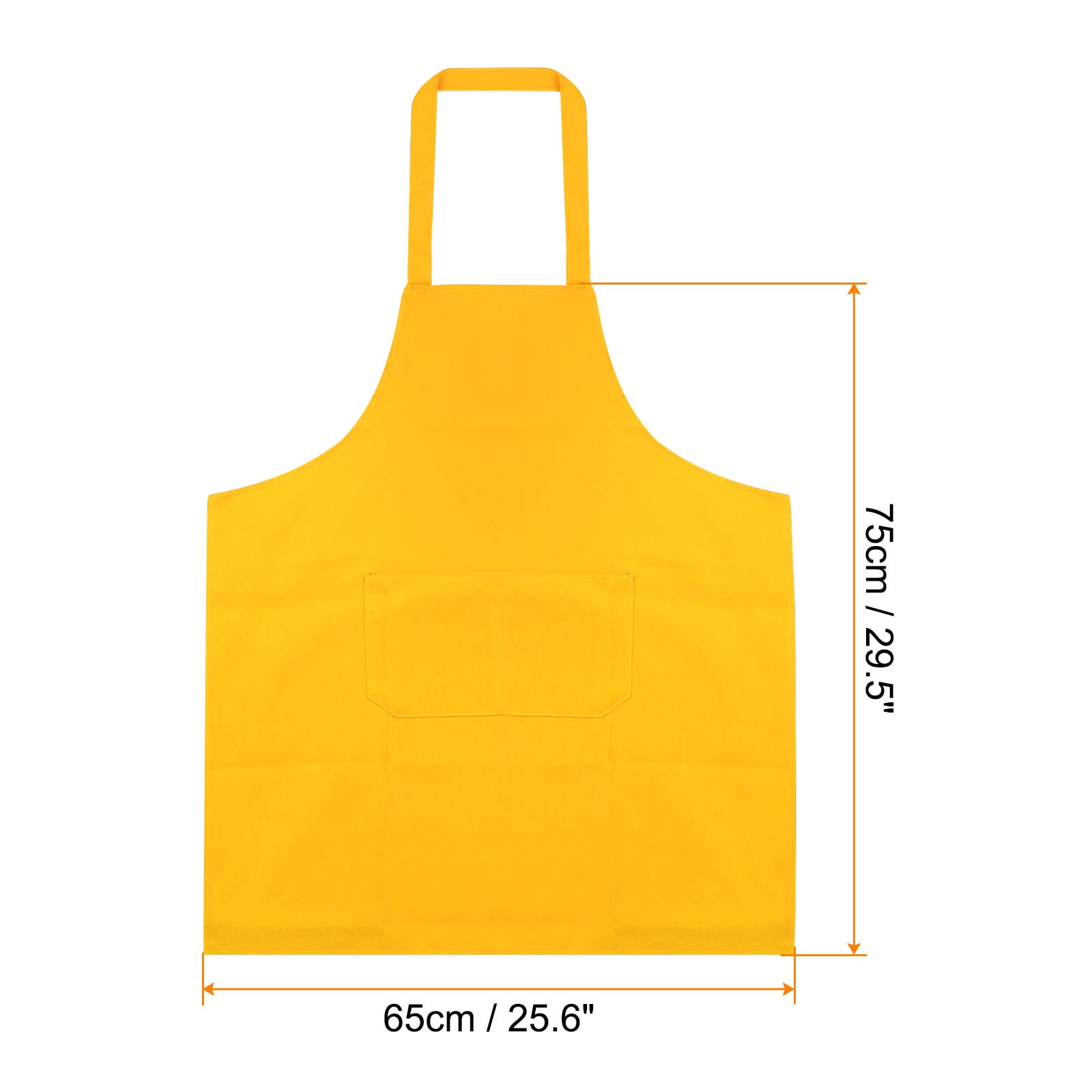 Uxcell 5pcs Kitchen Cooking Aprons 75x65cm Polyester Artist Painting Apron with 2 Pockets for Women Men Chef, Yellow