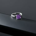 thumbnail image 5 of Gem Stone King 10K White Gold Purple Amethyst and Black Onyx 3 Stone Engagement Ring for Women (1.66 Cttw, Cushion 7MM, Gemstone February Birthstone, Size 8.5), 5 of 5