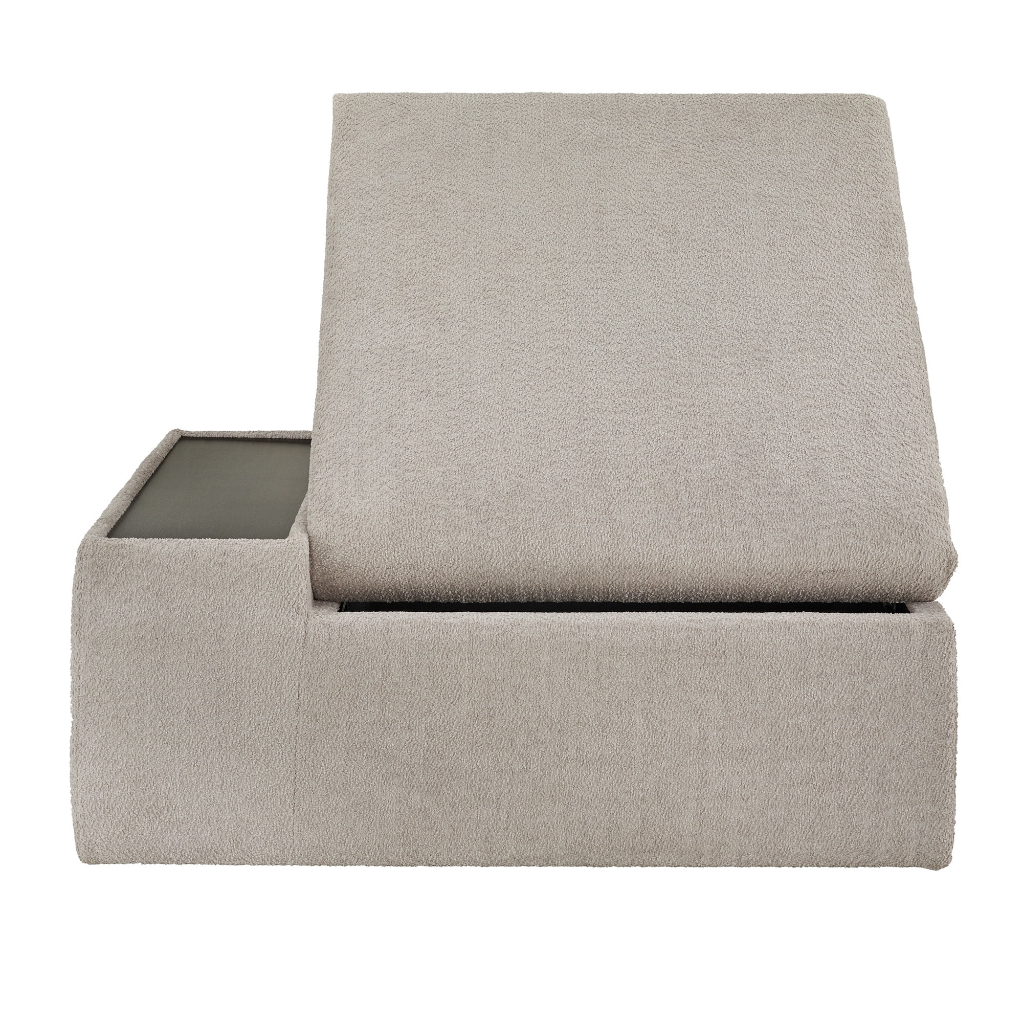 Weston Home Laguna Boucle Fabric Ottoman with Table and Casters, Gray