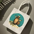 thumbnail image 2 of Cute Cartoon Owl Sailor Tote Bag - Multifunctional Canvas Bag for Shopping Travel & Parties - Teal Background with ' Hayane ' in Yellow Cursive, 2 of 6