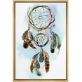 thumbnail image 3 of PixonSign Framed Canvas Print Wall Art Wood Dreamcatcher with Brown and Green Feathers Birds Sky Illustrations Modern Art Colorful Multicolor Boho Decor for Living Room, Bedroom - 16"x24" Natural, 3 of 5
