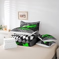 thumbnail image 6 of Homewish Racing Car Bedding Comforter Set 7pcs for Female Men Adults,Geometric Plaid Buffalo Queen Bedding Sets Super Cozy,Black Green White Queen Sheet Sets,Breathable Home Decor,Reversible, 6 of 8