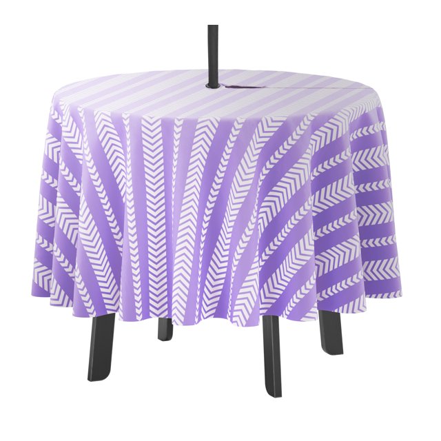 Vargottam Indoor/OutdoorRoundTablecloth 58 InchTablecloth with Umbrella Hole & Zip- Waterproof TableCloth TableCovers for Backyard Table -Lavender