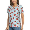 thumbnail image 5 of Yiaed Strawberry Print Women's T Shirt V-Neck Short Sleeve Shirt Casual Breathable Tee Summer Tops-, 5 of 5