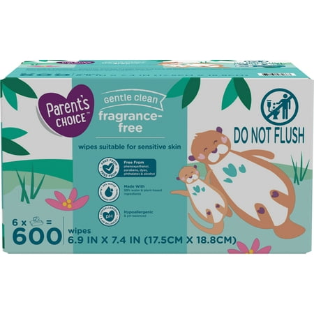 Parent's Choice Gentle Clean Fragrance Free Baby Wipes 600CT