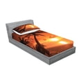 thumbnail image 2 of Ambesonne Tropical Fitted Sheet & Pillow Sham Set, Twilight Coconut Palms, Twin, Coral Orange Brown, 2 of 2