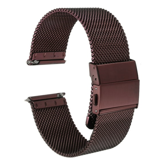 Uxcell Stainless Steel Mesh Watch Band 22mm Width 1.8mm Thick Quick Release Metal Watch Strap Bands, Brown