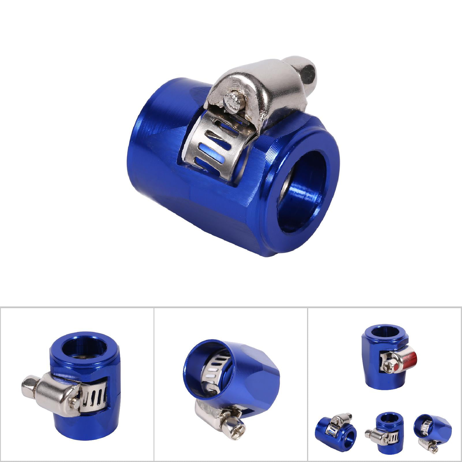 Hose End Finishers Blue AN6 Aluminum Alloy Hose End Finishers Fuel Oil Water Line Clip Clamp for Auto Car Hose Finishers 