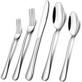thumbnail image 1 of 5-Piece Silverware Set, Stainless Steel Flatware Cutlery Set Service for 8, Tableware Eating Utensils Include Knives /Forks /Spoons, Mirror Polished Silver, 1 of 5