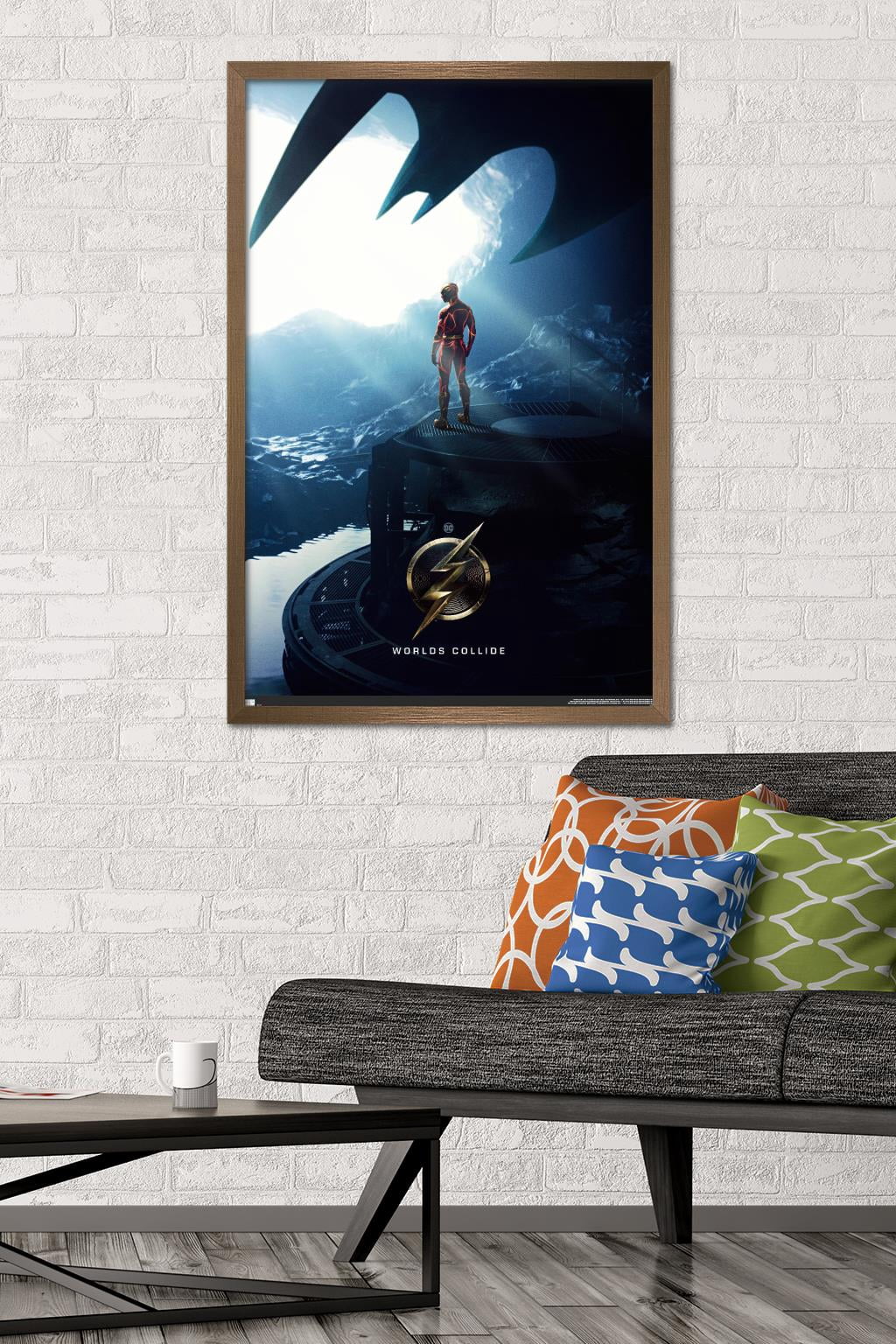 DC Comics Movie The Flash - Batcave One Sheet Wall Poster, 22.375" x 34" Framed