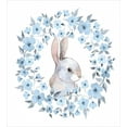 thumbnail image 3 of Watercolor Flower Duvet Cover Set, Bunny Rabbit Portrait in Floral Wreath Illustration Country Style, Decorative 2 Piece Bedding Set with 1 Pillow Sham, Twin Size, Blue White, by Ambesonne, 3 of 3