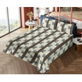 thumbnail image 4 of Ambesonne Owl Print Fitted & Flat Sheet with Sham 3 Pcs Set, Birds on Tree Branches, Twin, Taupe Blue Grey and Eggshell, 4 of 5