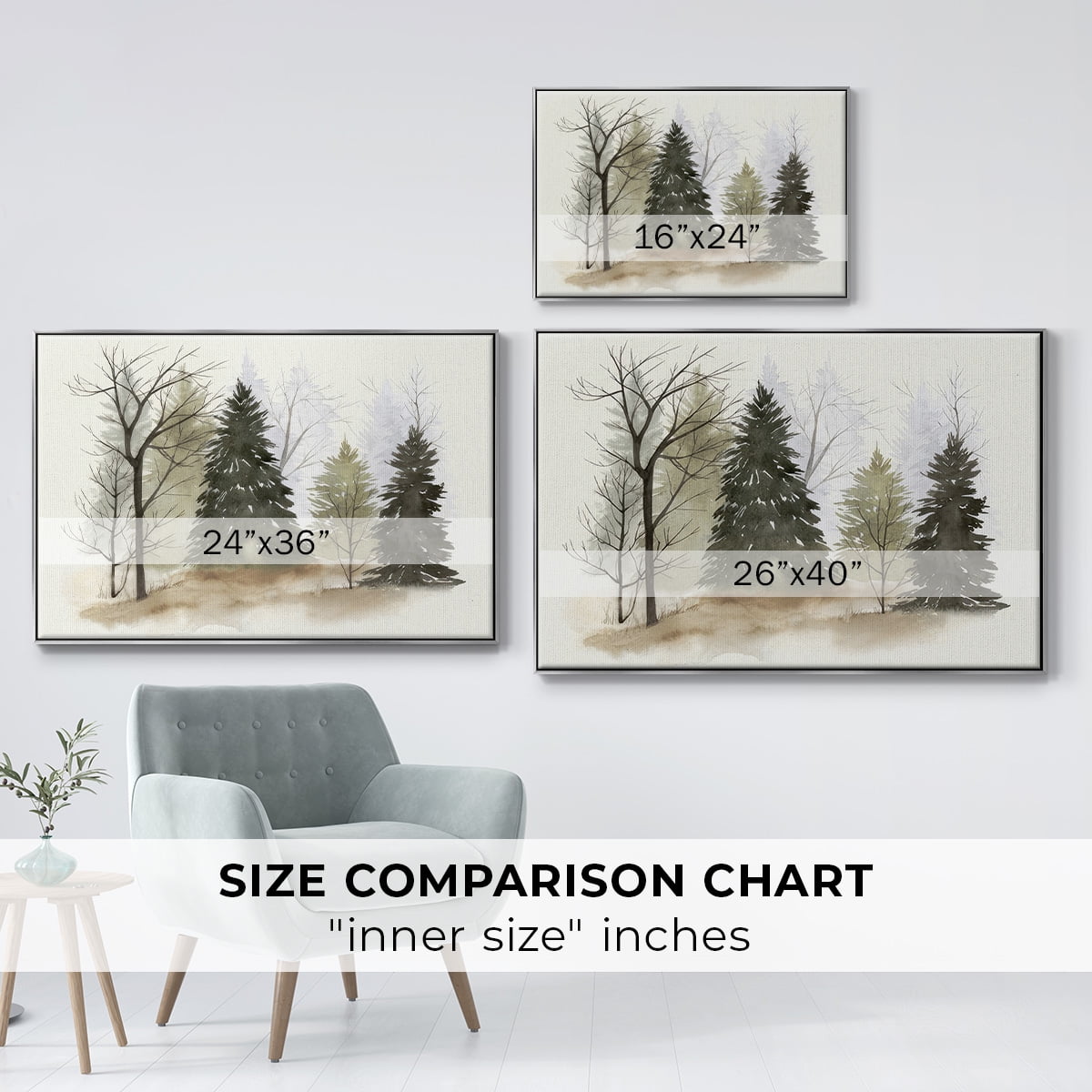 In the Mist II - Framed Gallery Wrapped Holiday Canvas - 25 x 37 - Silver Frame