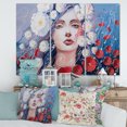 thumbnail image 2 of Designart ' Portrait Of A Young Lady With Red & White Flowers ' Traditional Canvas Wall Art Print, 2 of 3