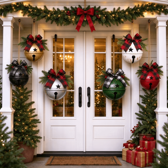 yujiao Christmas Decorations Giant Metal Christmas Bell Hanging Ornament 14.6"(Black)