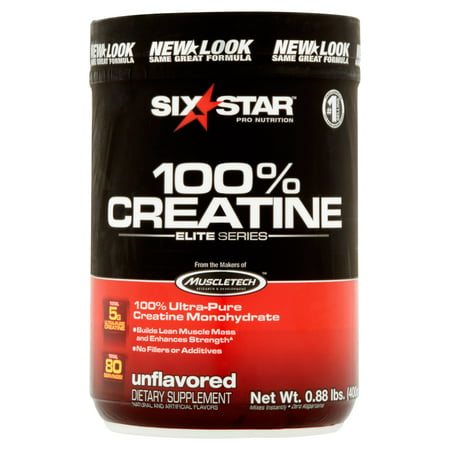 six star pro nutrition Série Elite Unflavored 100% Créatine en poudre, 0,88 lb