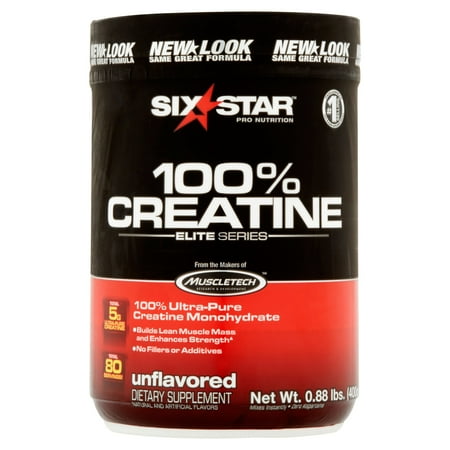 six star pro nutrition Série Elite Unflavored 100% Créatine en poudre, 0,88 lb