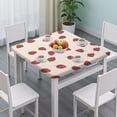 thumbnail image 3 of Red Strawberry Plants Fruit Light Pink Pattern Square Fitted Tablecloth with Elastic Edge,Square Table Cover,Washable Elastic Table Cover for Home Kitchen Party Decor 34"x34", 3 of 6