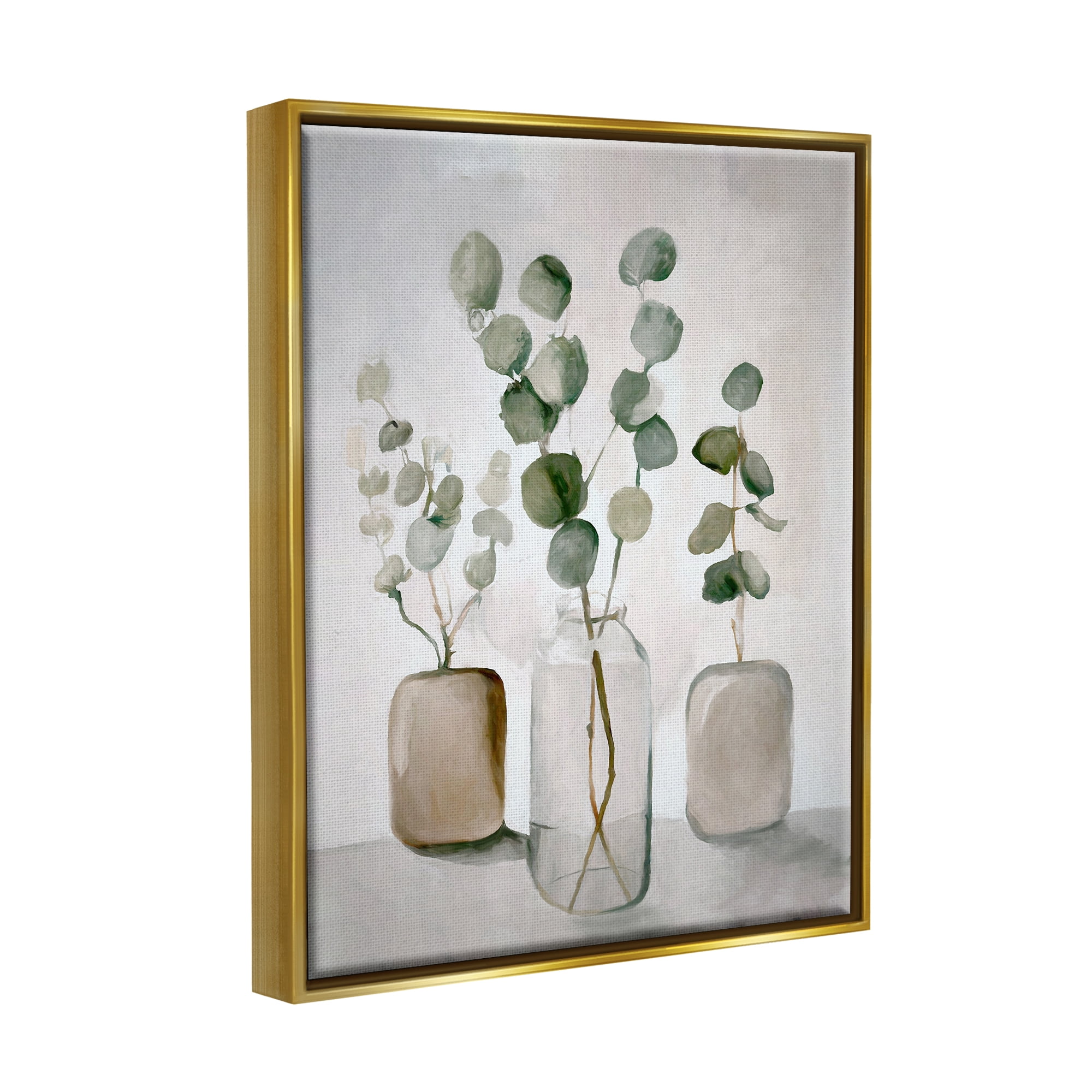Stupell Industries Eucalyptus Still Life Botanical & Floral Painting Gold Floater Framed Canvas Art Print Wall Art, 25 x 31