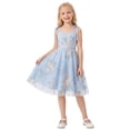 thumbnail image 5 of IBTOM CASTLE Toddler Girls 1950s Vintage Floral Embroidery Swing Dress | Retro Graduation Dress For Birthday Party Wedding Bridesmaid Communion Tulle Dresses, Sweetheart Mesh 8-9 Years Blue, 5 of 7